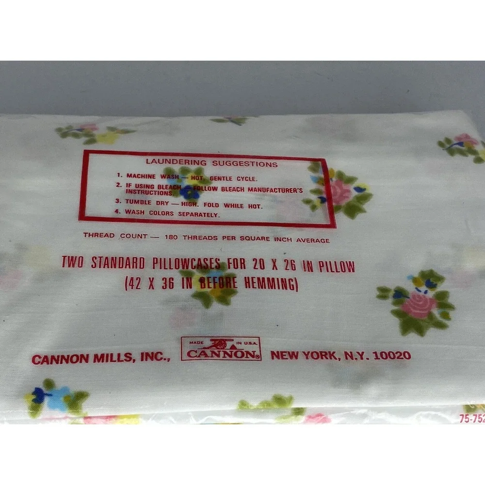 VTG Cannon Mills‎ Pillowcases New Old Stock Standard Size With Lace Ends